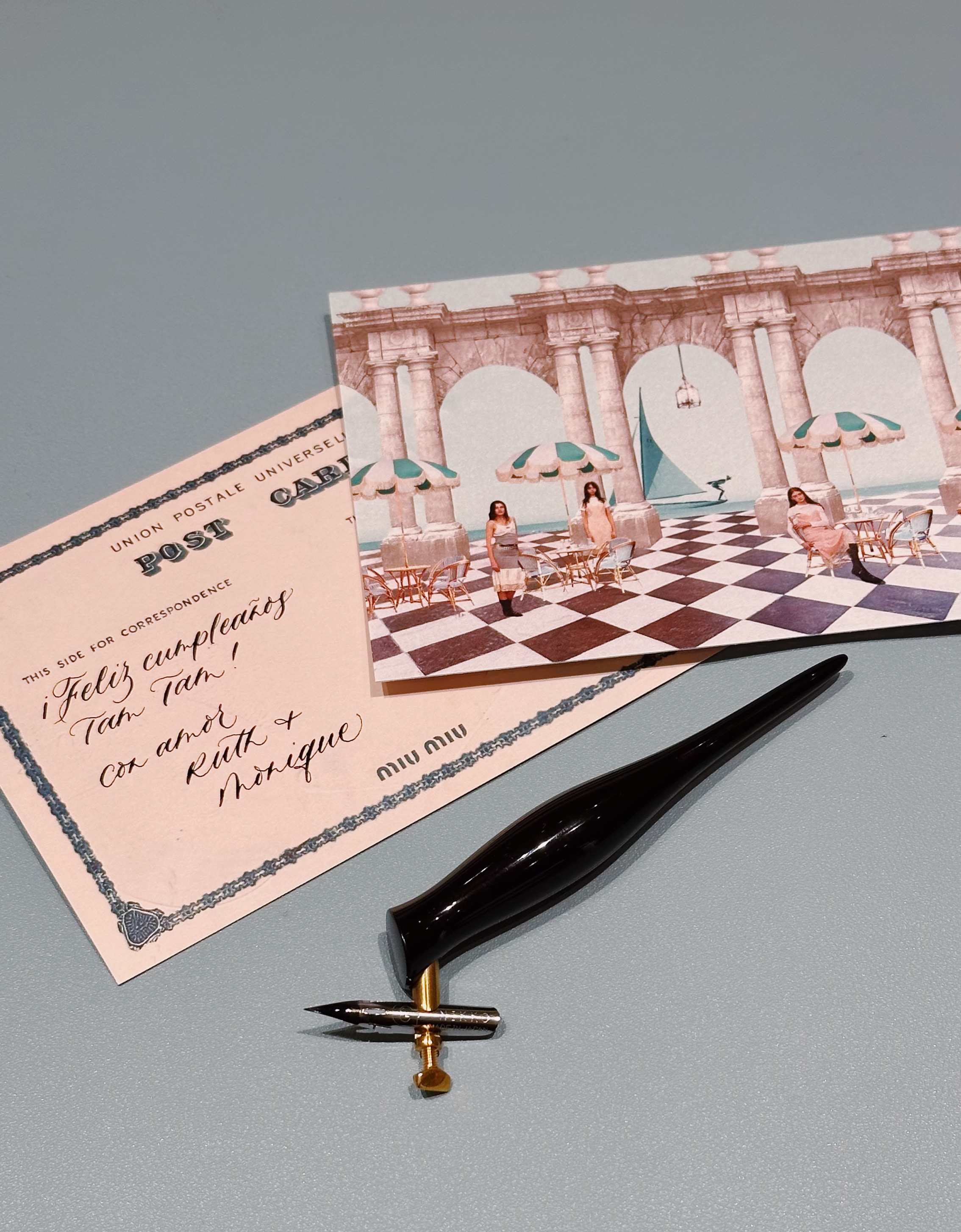 Postcard personalization at Miu Miu